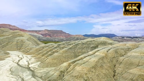 Vast Desert Landscape with Striking Hills, Aerial View