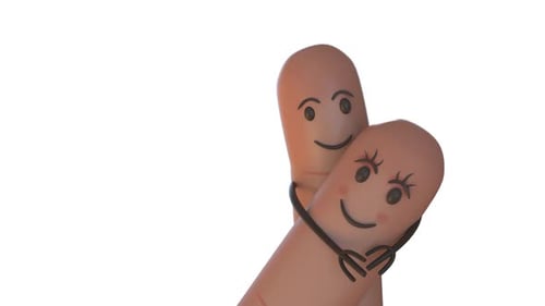 Cute Animated Finger Characters Hugging