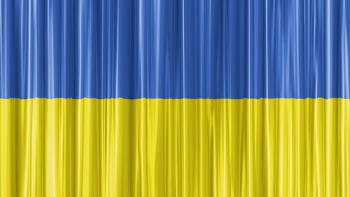 Animated Ukrainian Flag Colors Fabric Curtain Loop Background