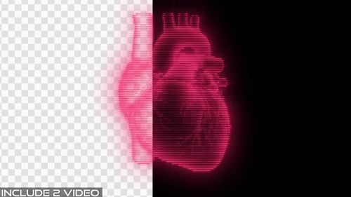Fractal Digital Heartbeat Pulse Animation on Transparent Background