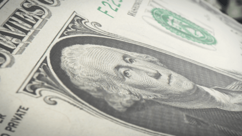 Realistic One Dollar Bills Falling Cinematically with George Washington Money