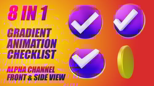 Check List 3D Right Supers Icon Bugs Checklist Gradient Checked Checkmark 8 in 1