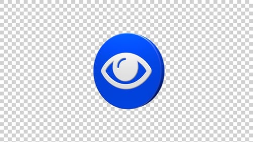 Animated 3D Eye Icon Spinning with Alpha Channel