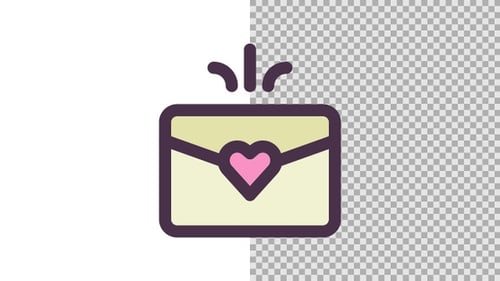 Animated Flat Design Love Message Envelope Icon