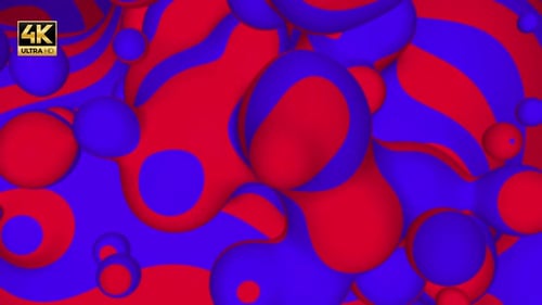 Abstract Fluid Red Blue Blobs Dynamic Motion Background