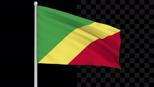 Realistic Waving Flag of the Republic of the Congo with Alpha Channel