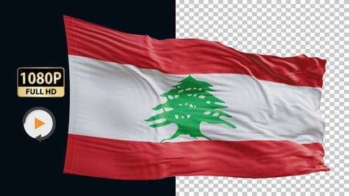 Realistic Waving Flag of Lebanon 3D Animation