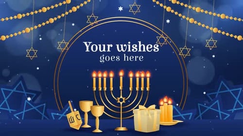 Animated Hanukkah Celebration Template with Glowing Menorah