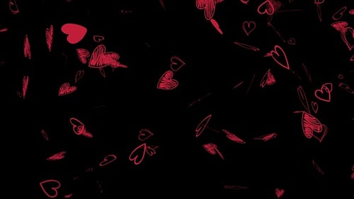 Hand Drawn Falling Hearts Overlay Animation