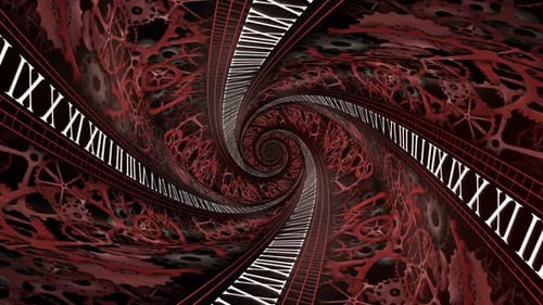 Animación de túnel de engranajes y reloj futurista de fantasía, fondo, bucle