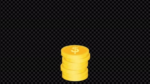 Minimalist Gold Coins Stacking Up Animation