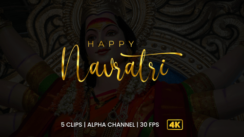 Golden Happy Navratri Text Reveal Calligraphy Animation