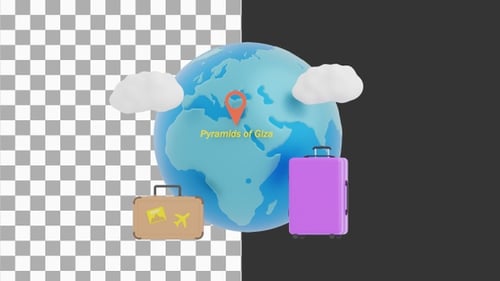 3D Animation of Egypt Pyramids Of Giza Travel | Alpha Channel