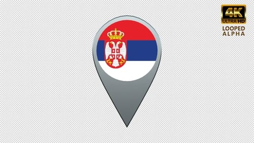 3D Rotating Location Pin with Serbia Flag