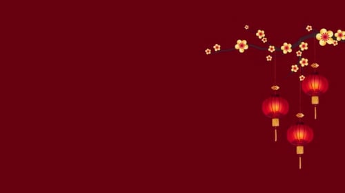 Traditional Animated Chinese New Year Lanterns and Blossoms