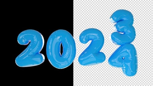 Blue Inflatable 2024 New Year Number Animation