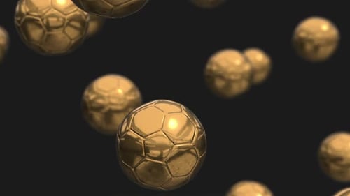 Rotating Golden Footballs 3D Loop Animation