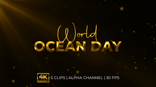 World Ocean Day Text Animation