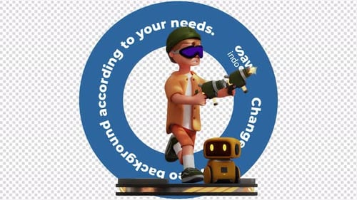 3D Animation Virtual Reality / Metaverse Game - Transparent Background Loop