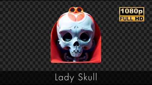 Stylized Skull with Heart for Day of the Dead