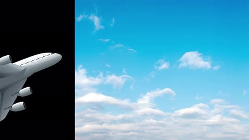 Modern Airplane Flying Through Blue Sky Travel Animation