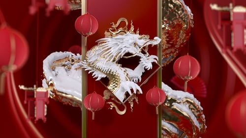 Elegant Chinese New Year Dragon with Lanterns Celebration Background