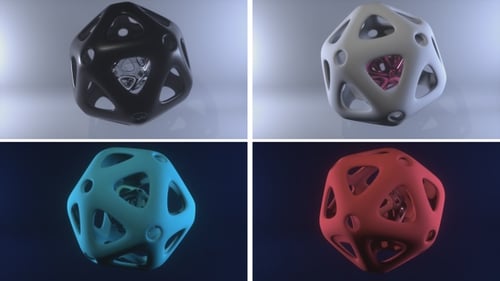 Abstract Geometric Polyhedron with Rotating Core Loop