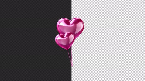 Two Pink Heart Balloons Floating Animation for Romantic Events