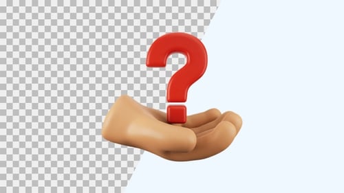 3D-Animation mit einem Fragezeichen in der Hand | Alpha Channel