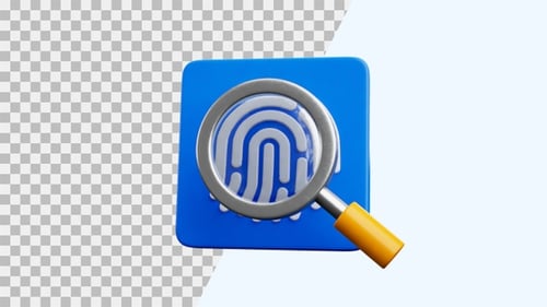 Animated 3D Fingerprint Security Scan Icon