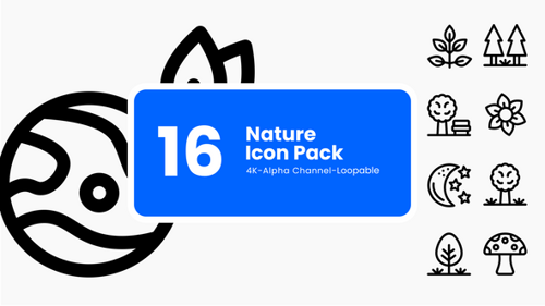 16 Animated Minimalist Nature Icons Pack