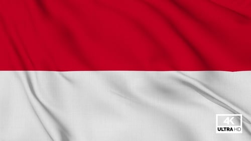 Realistic Waving Red and White Fabric Flag Animation