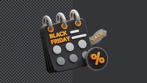 Animated 3D Black Friday Sale Calendar Icon