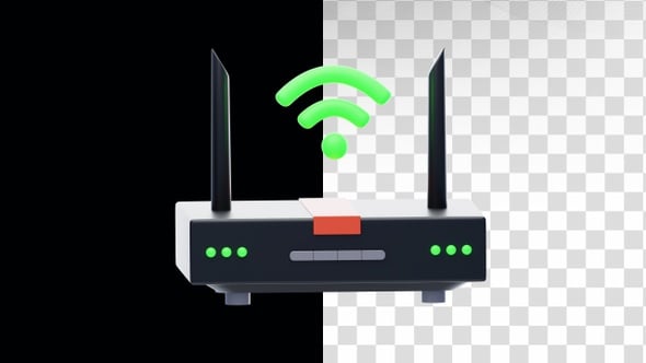 Animación 3D del módem, Motion Graphics Incluyendo: módem y conexión ...