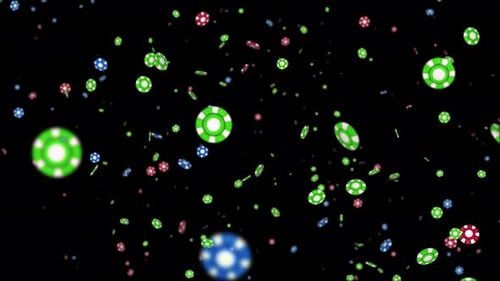 Colorful Animated Casino Chips Falling Background Loop