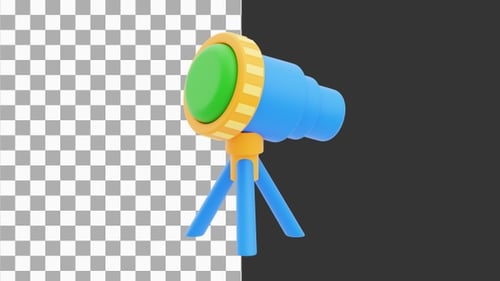 3D Animation of Astronomical Telescope on Tripod Stand | Alpha Channel