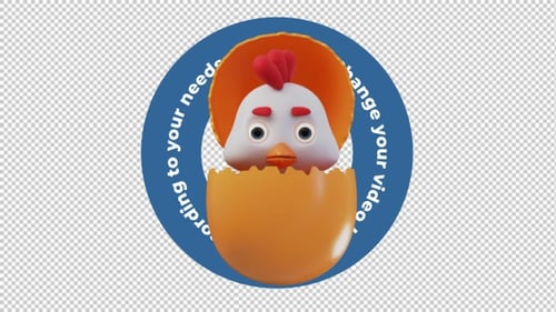 3D Animation Cute Easter Chick Hatching from Egg Loop 4K No Background