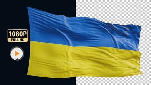 Realistic Waving Ukrainian National Flag Animation