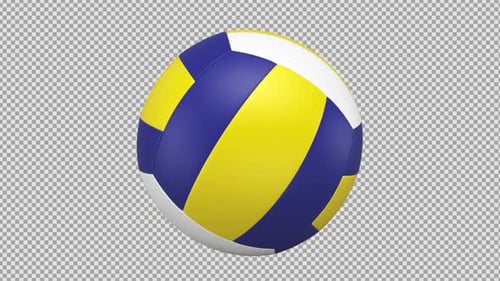 Animated 3D Volleyball Spinning with Transparent Background