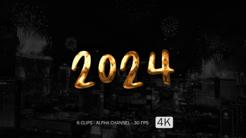 Metallic Fluid Number Countdown and New Year 2024 Animation