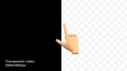 Animated 3D Hand Clicking Gesture with Alpha Channel