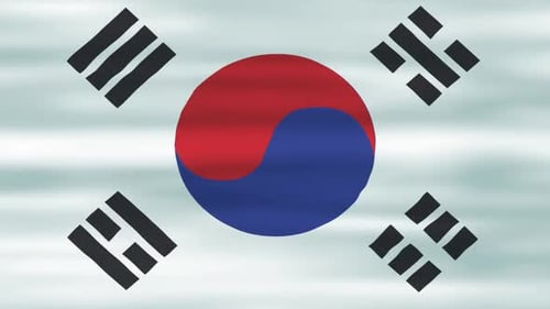 Südkorea schwenkt Flagge im Wind