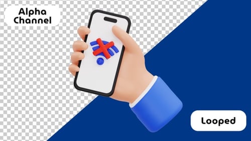 No Signal Mobile 3D Animation | Alpha Channel