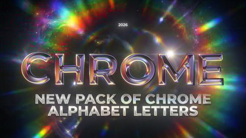 Futuristic Metallic Chrome Letter Kit with Glowing Effect