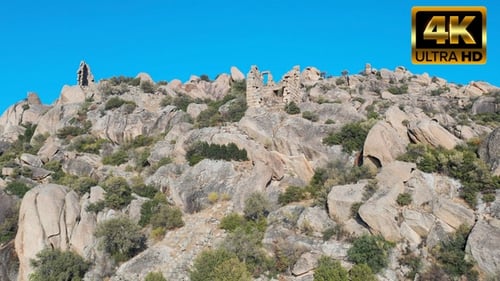Aerial View of a Row of Ancient Watch Towers