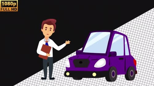 Boy And Car Insurance Concept | Alpha channel