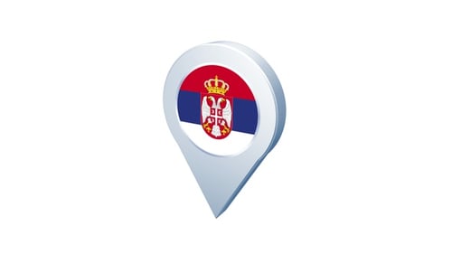 Animated 3D Map Pointer Pin with Serbia Flag