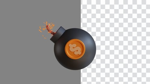 3D Animation of Money Explosion Boom in Finances | Alpha Channel