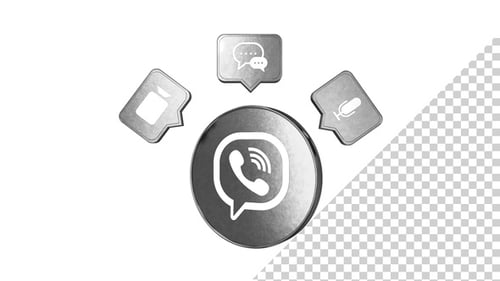 3D Metallic Communication Icons Animation