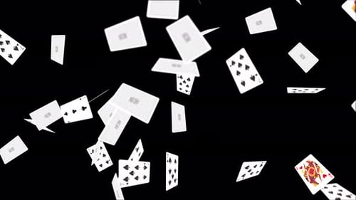 Playing Cards Flying Loop Alpha Channel Slow motion animation